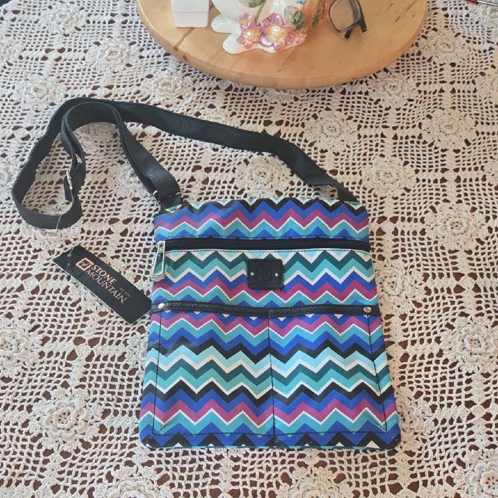 Chevron Crossbody Bag - Blue and Purple